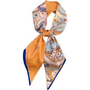 Women Orange Purse Handbags Satin Scarf Lightweight Fashion Silk Neck Tie